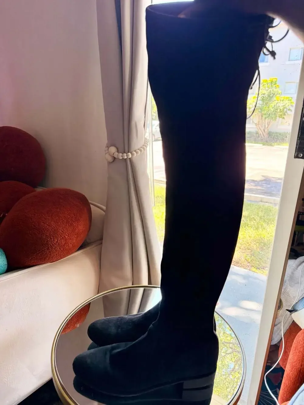 Stuart Weitzman Lowland Black Suede Over-The-Knee Boots Size 7